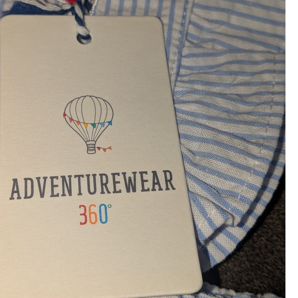 Adventurewear 360 Baby Seersucker American Flag Bubble Romper Headband 3M NWT - Picture 3 of 6